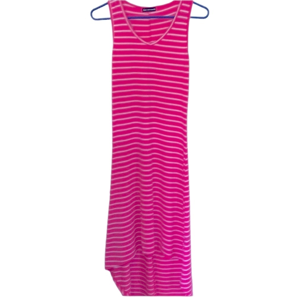 Pink & white high/low tank dress